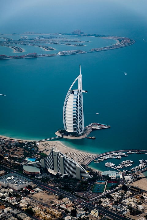 An aerial view of Dubai
