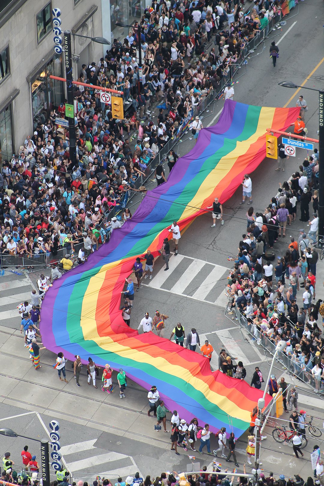 Aerial View of Pride Parade at Yonge-Dundas Square