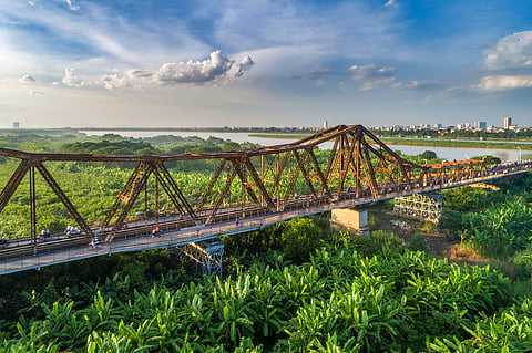 A view of the Long Bien Bridge