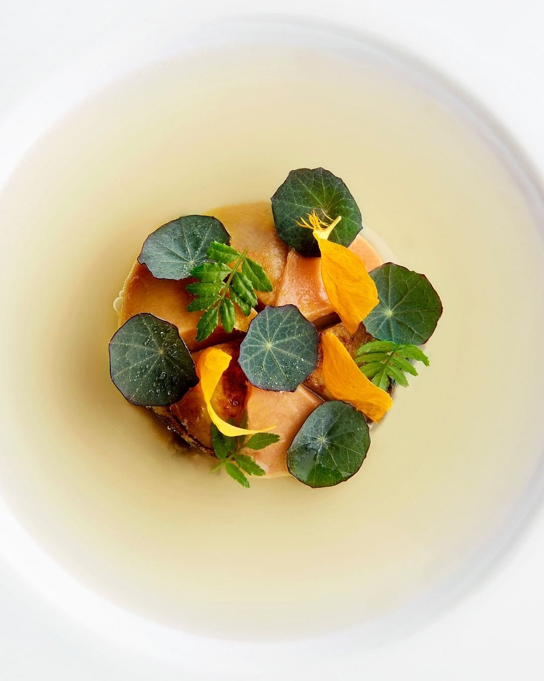 Chef Julien Royers menu in Odetta features modern French cuisine with Singaporean influences