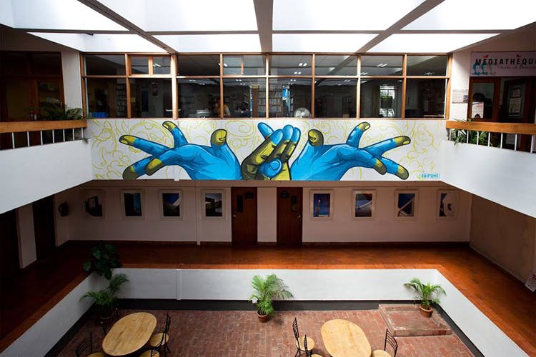 The common area of the Alliance Francaise de Bangalore