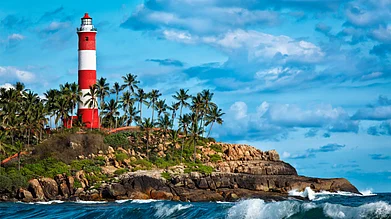 Dmitry Rukhlenko/Shutterstock : The Vizhinjam Lighthouse near Kovalam. The seaplane initiative is intended to link Kerala’s major international airports with destinations such as Kovalam
