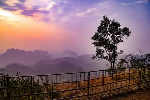 A sunset over the hills from Dhoopgarh, Pachmarhi
