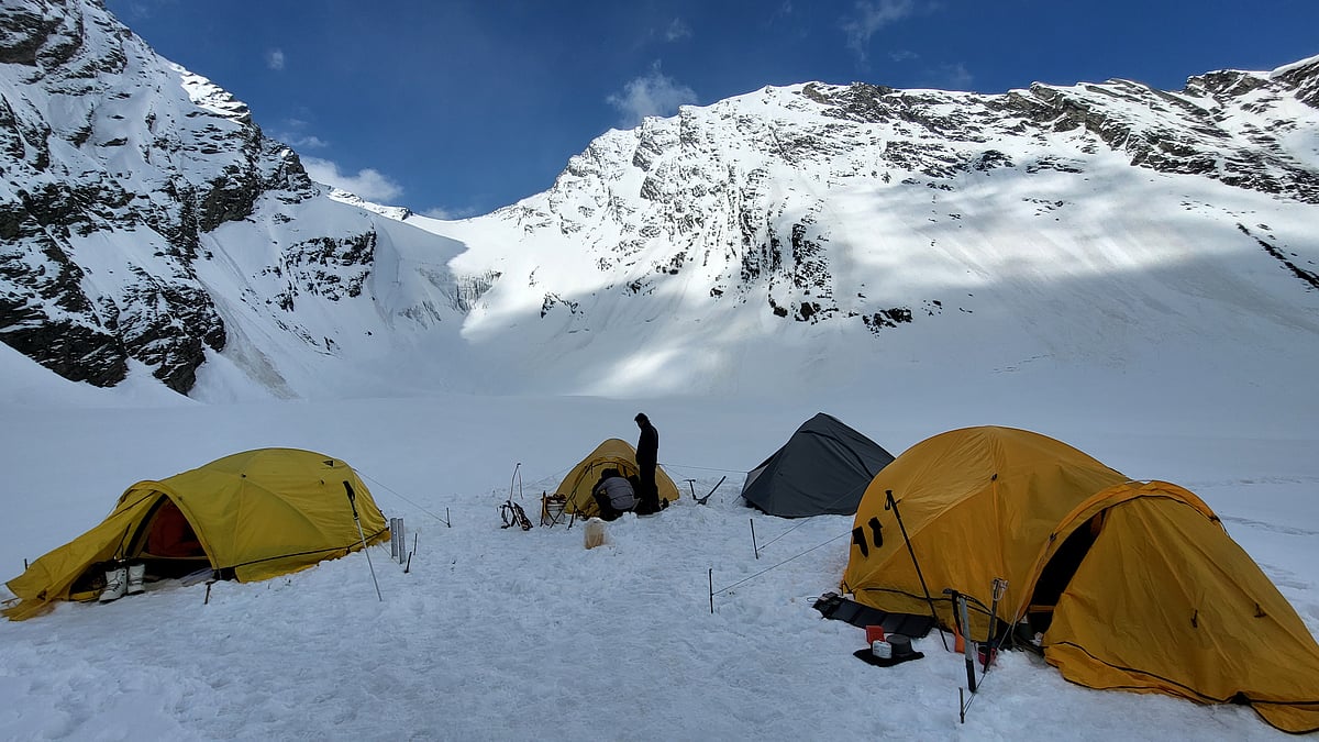 Camping in the Pir Panjal Range of the Western Himalayas on the way to the Gupt Parvat
