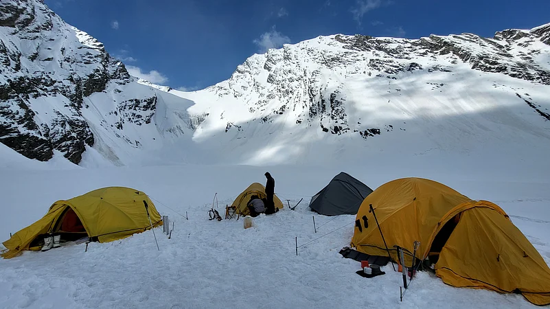 Camping in the Pir Panjal Range of the Western Himalayas on the way to the Gupt Parvat