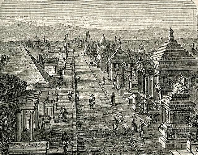 A depiction of the ancient road in Roman times
