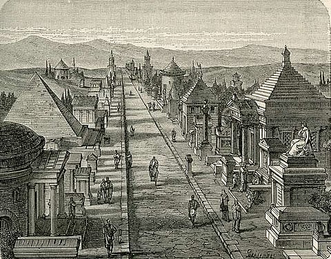 A depiction of the ancient road in Roman times