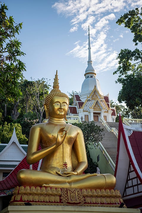 A Big Buddha at the Wat Khao Takiab on the Chopstick Hill