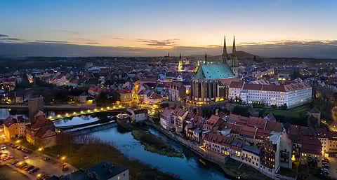 Panoramic aerial view of old town