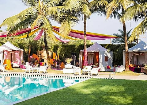 Accessed by a five-minute ride from the Mandwa Jetty, the 25-room Mansion House is the perfect spot for an intimate wedding