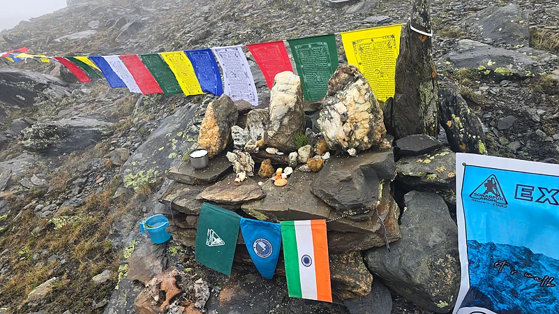 Tributes to the mountain gods at Base Camp