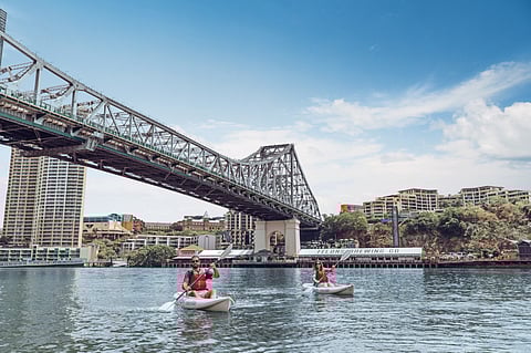 Discover Brisbane through a unique lens by kayaking on the smooth waters of the Brisbane River
