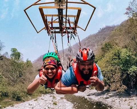 The Flying Fox—a variant of the very popular zipline—is where the jumper is flying in tandem or in batches of two or three