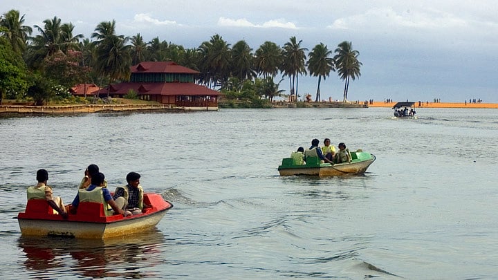 Visitors on pedal boats at the Veli Tourist Village