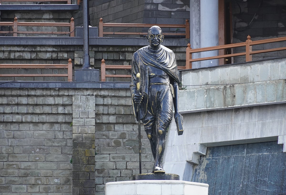 A statue of Mahatma Gandhi in Shimla
