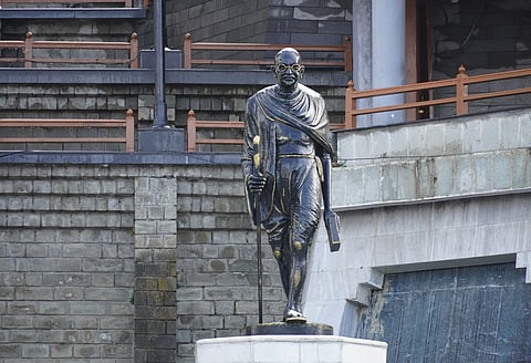 A statue of Mahatma Gandhi in Shimla
