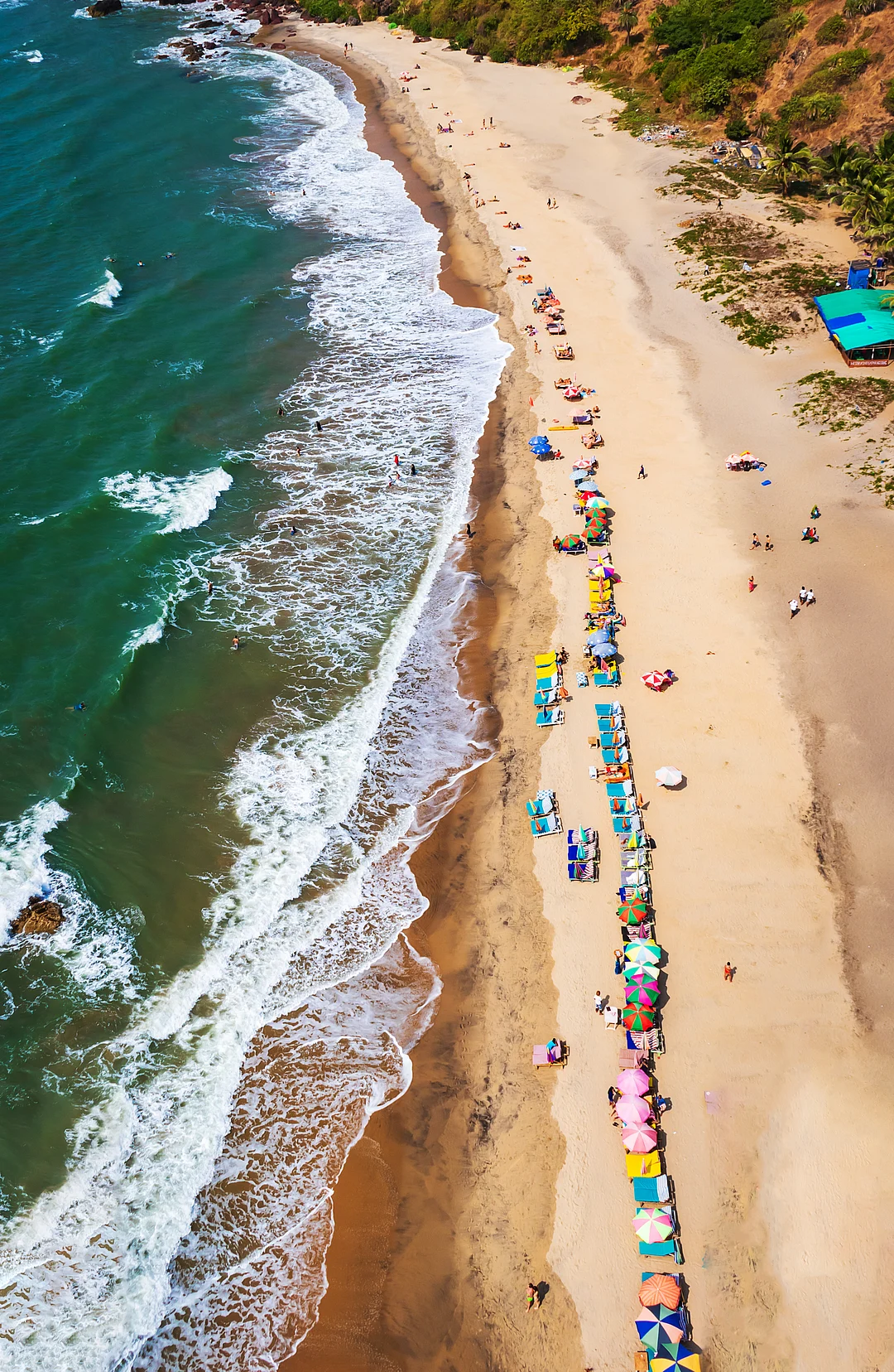 An aerial view of Vagator Beach, Goa