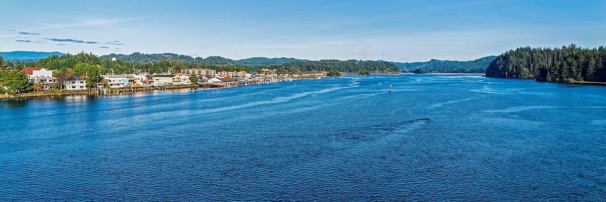The Siuslaw River flows by the historic Old Town section of Florence