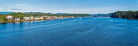The Siuslaw River flows by the historic Old Town section of Florence
