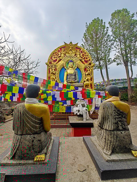 Statue of Buddha and his disciples 