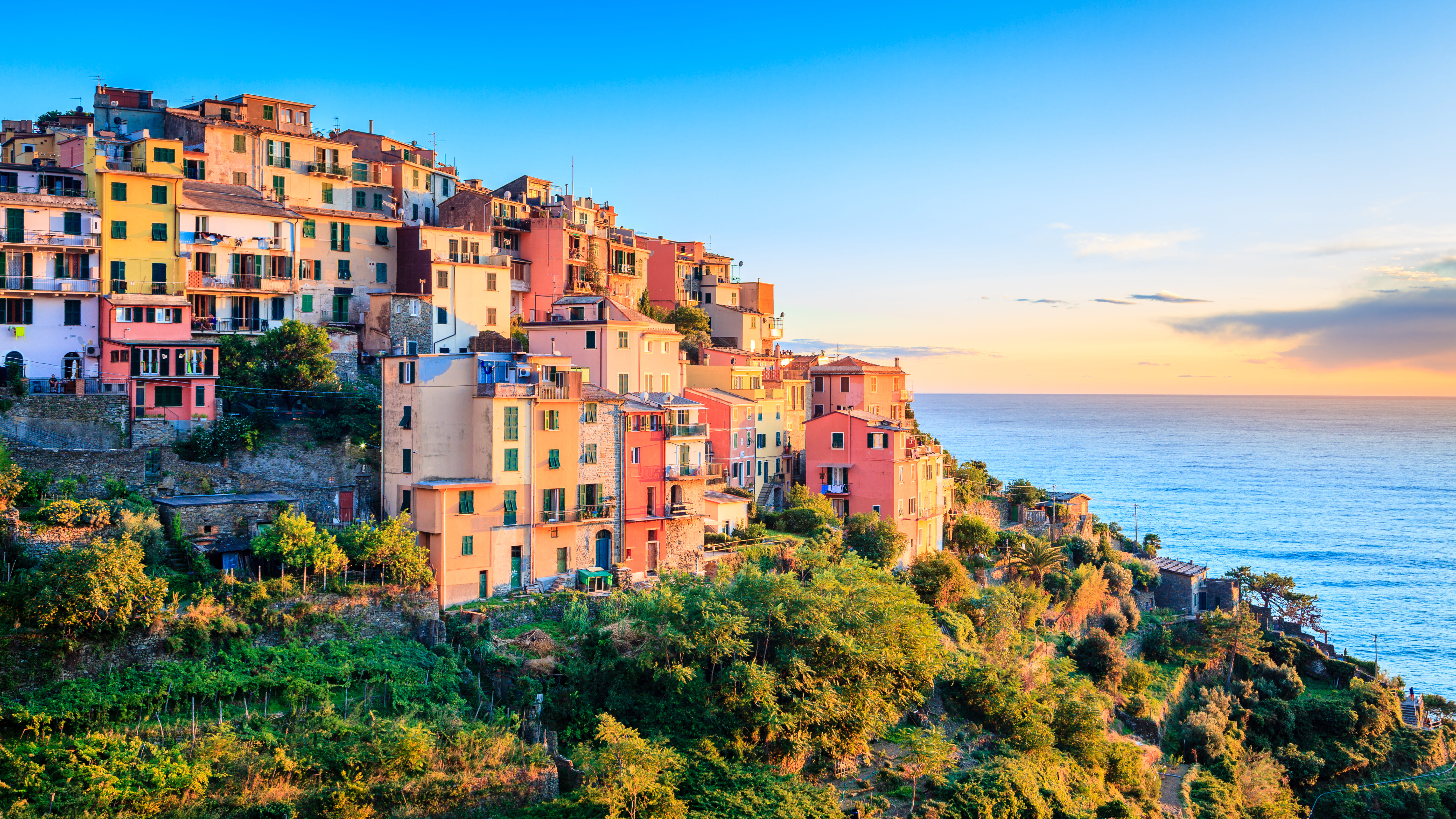 Scenic view of the village of Corniglia in Cinque Terre