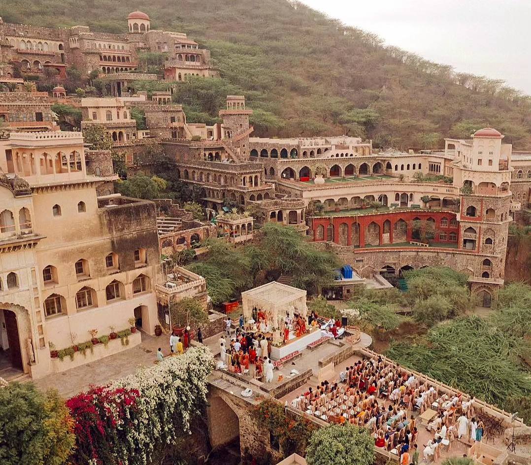 A wedding takes place at the Neemrana Fort Palace