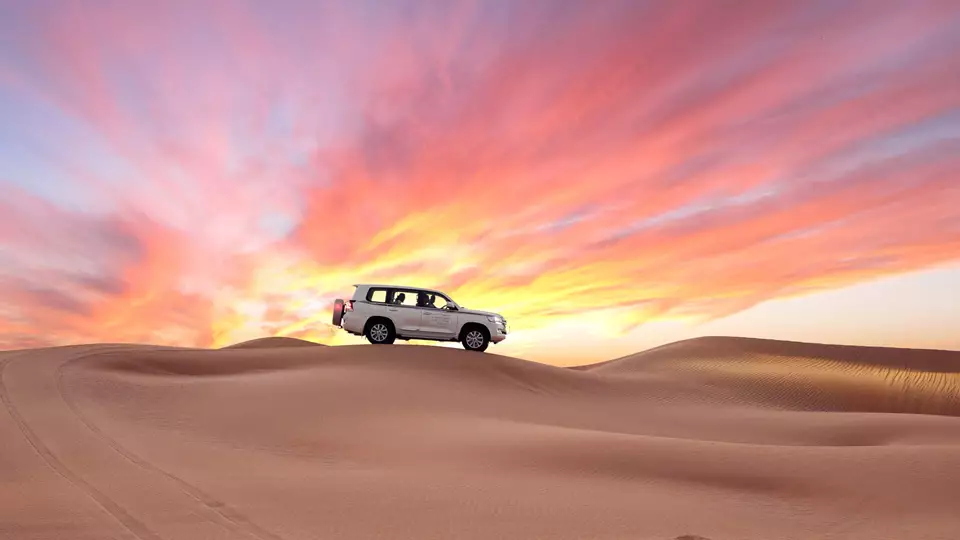 Indulge in a desert safari through the Empty Quarter, the largest uninterrupted sand mass in the world