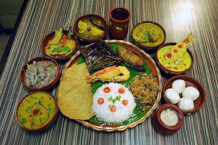 Many restaurants serve a special Bengali platter during the festival