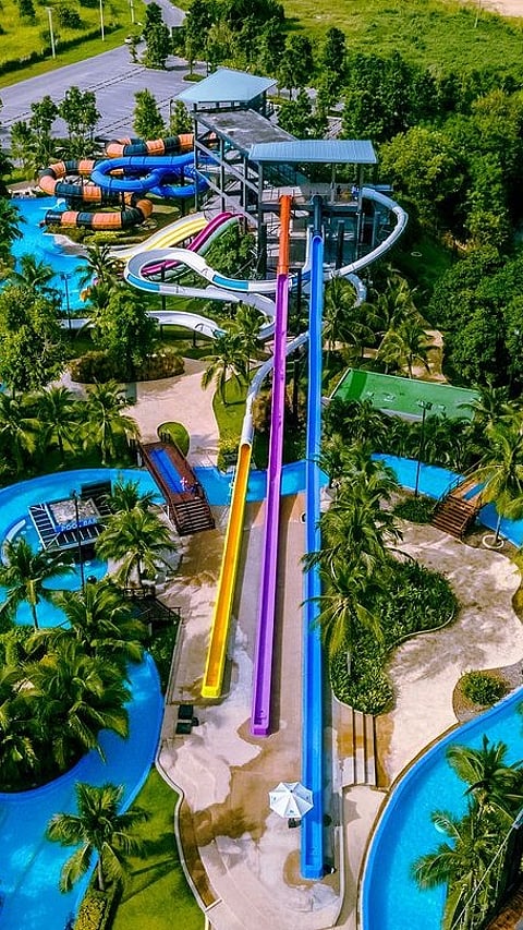 An aerial view of the Black Mountain Water Park