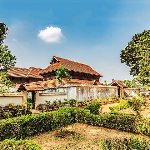 A view from outside of the Krishnapuram Palace