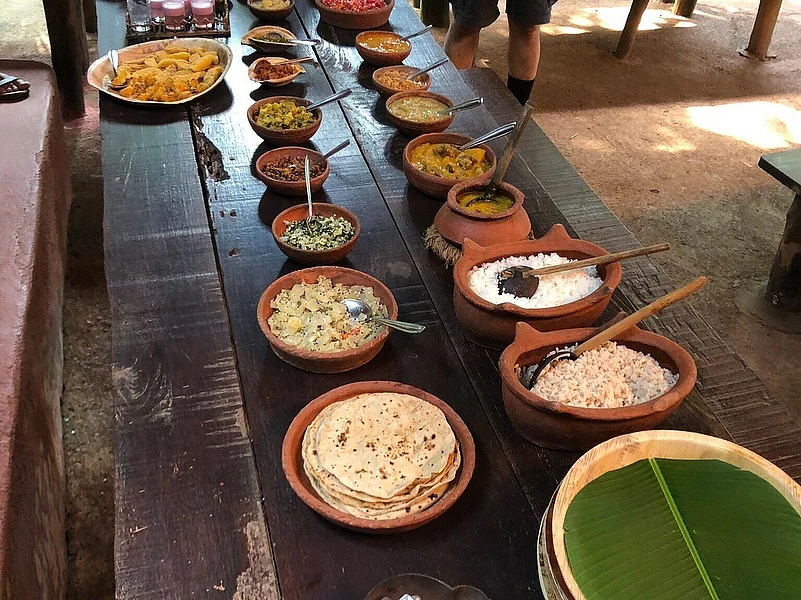 Food being served at the Savoi plantations in Goa