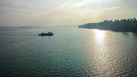The vast Ashtamudi Lake in Kollam