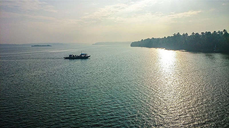 The vast Ashtamudi Lake in Kollam