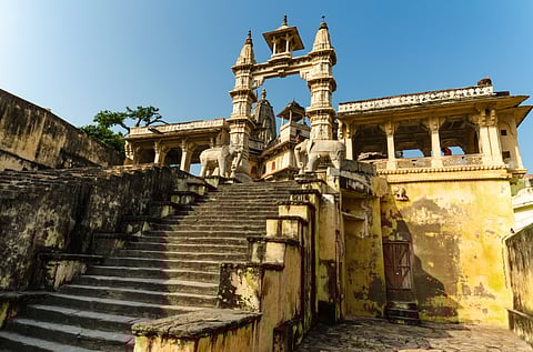 A portion of the Jagat Shiromani Temple in Amer
