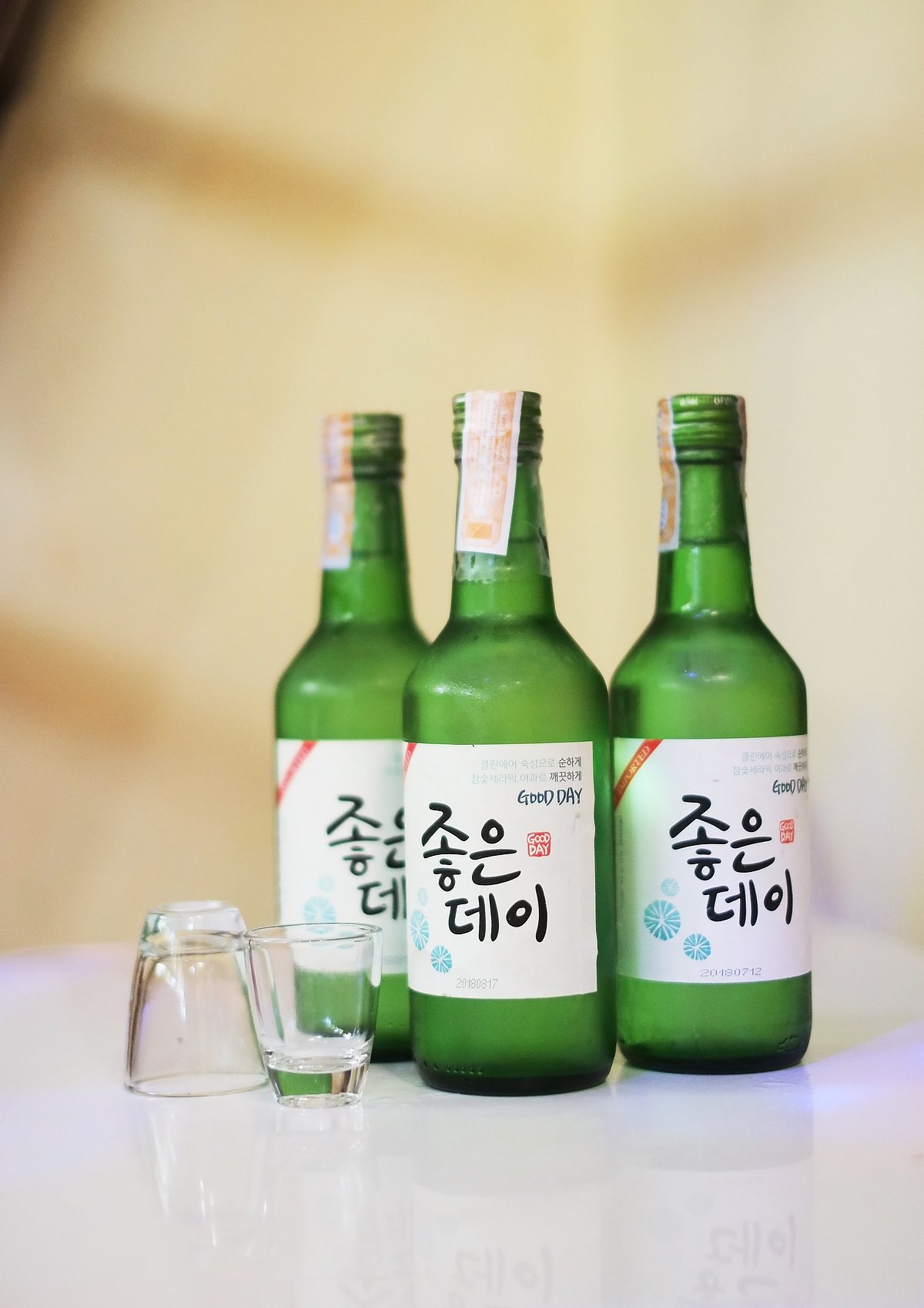 Shutterstock : A shot of Soju bottles, traditional Korean rice beer
