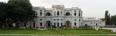 The Paigah Palace, made in a neo-classical architectural style, is located on Patigadda Road, Begumpet, Hyderabad.