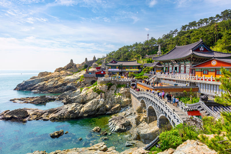 The Haedong Yonggungsa Temple is popular with sightseers