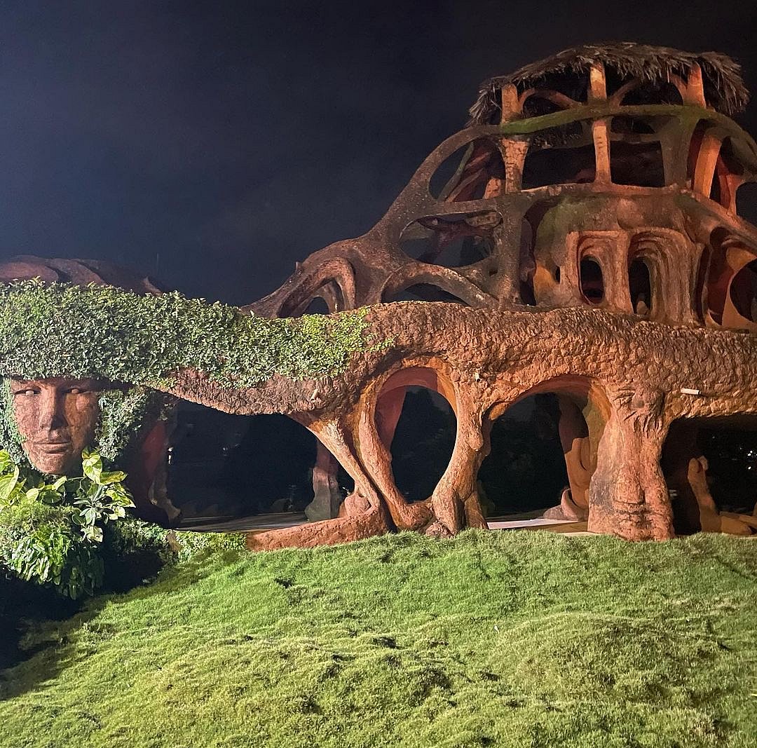 The unusual mud and stone architecture of the LPK Waterfront Club