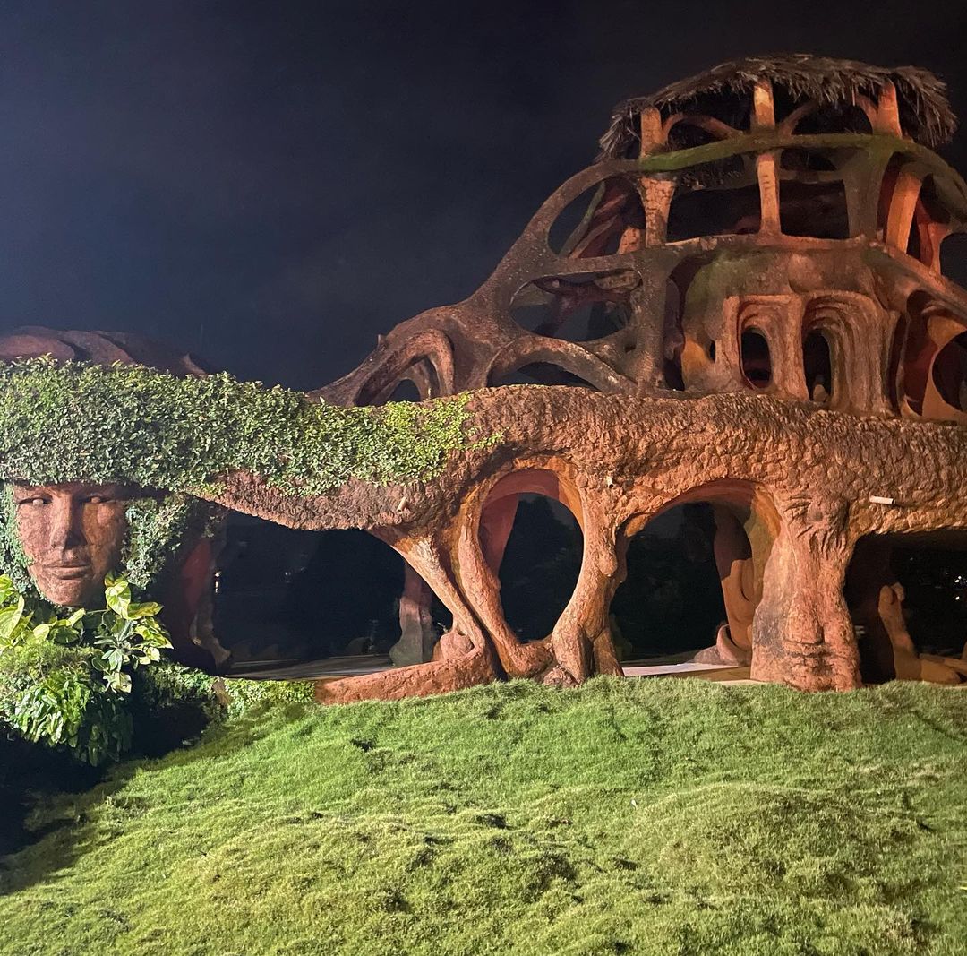 The unusual mud and stone architecture of the LPK Waterfront Club