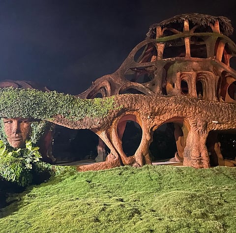 The unusual mud and stone architecture of the LPK Waterfront Club
