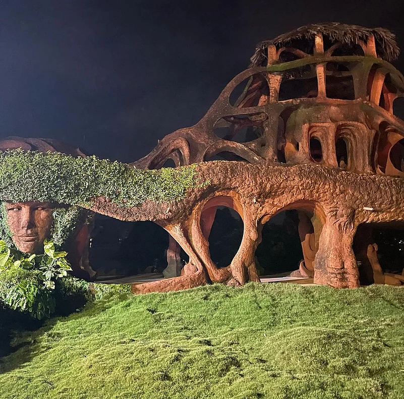 The unusual mud and stone architecture of the LPK Waterfront Club