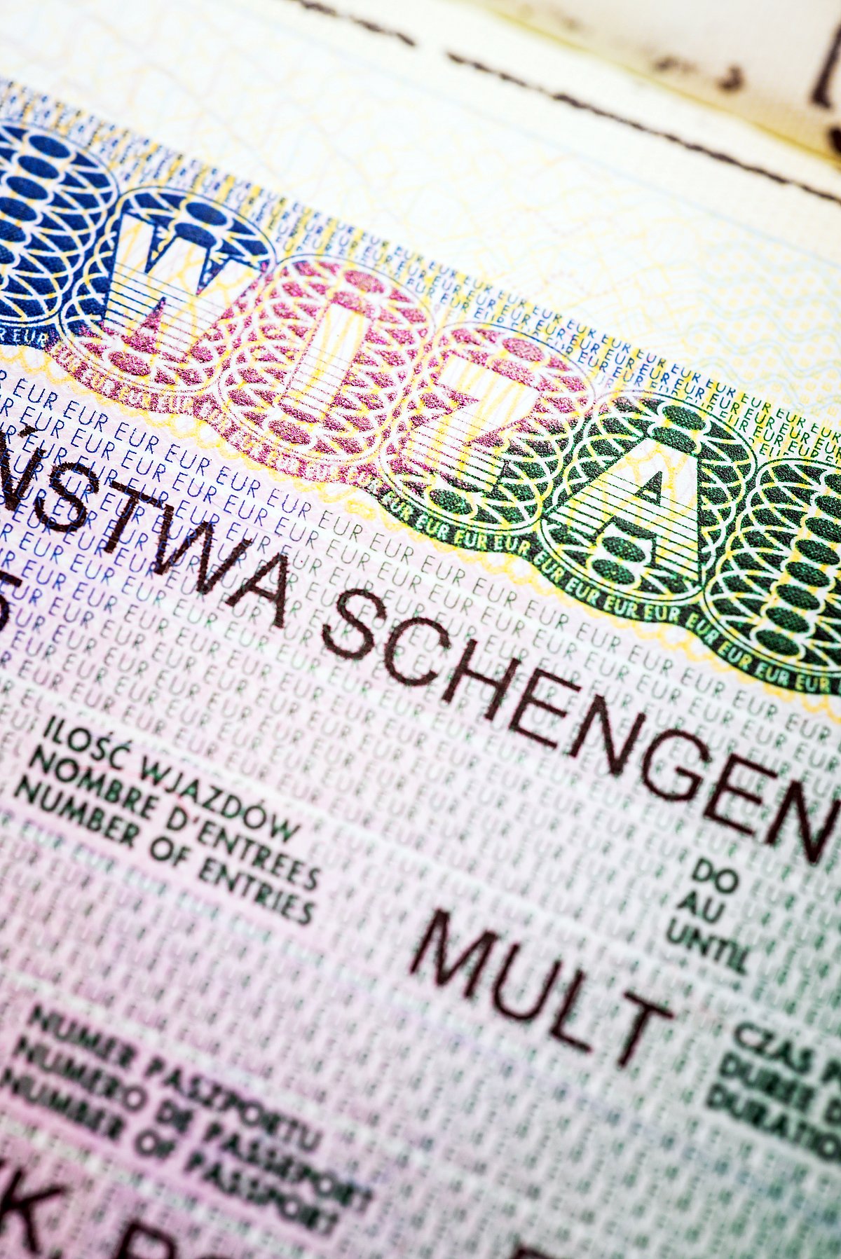 Shutterstock : Fragment of European multi-Schengen visa in passport