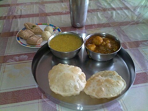 Luchi made from flour is a popular breakfast item