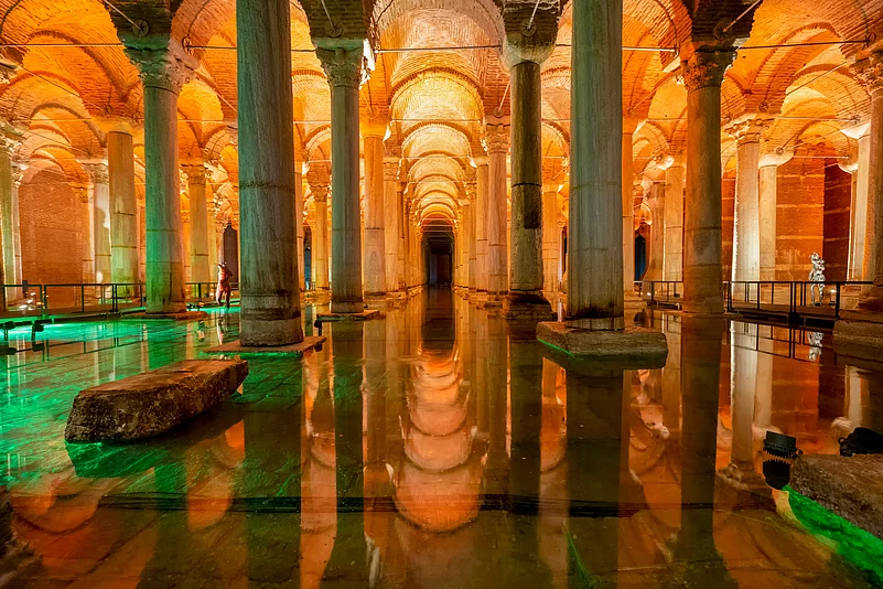 The Basilica Cistern is the largest of several hundred ancient cisterns that lie beneath Istanbul