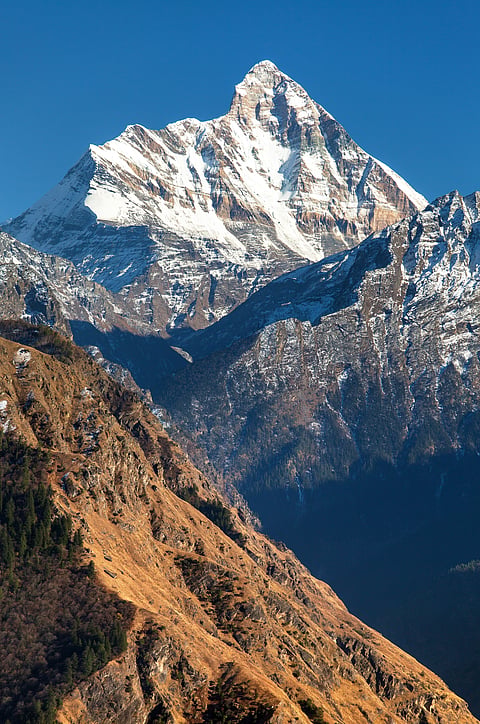 A view of the Nanda Devi peak around the Nanda Devi National Park