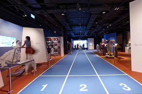 Explore the Olympic Museum's indoor rooms and test your skills