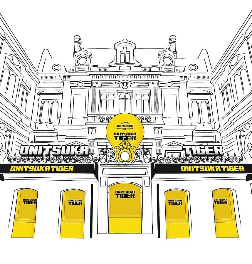 A mock-up of the HÔTEL Onitsuka Tiger