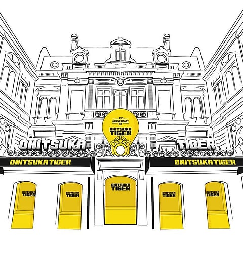A mock-up of the HÔTEL Onitsuka Tiger