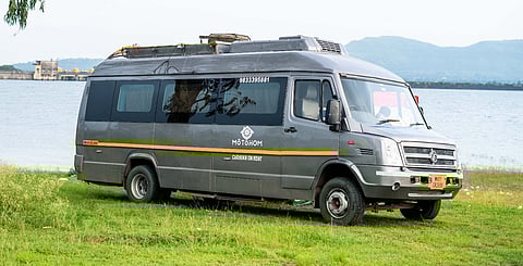 A rented Caravan from the Telangana state tourism boards