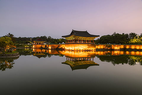 Viewing Wolji Pond at night is a must when the area is lit up